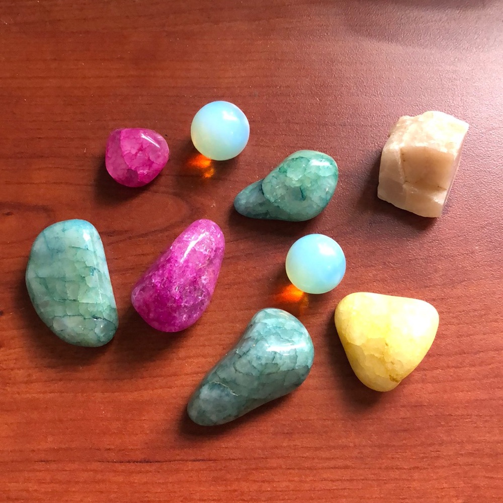 Box of tumbled gems